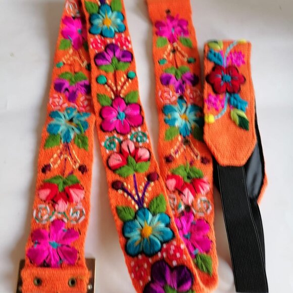 Multicolored Flower Hand-Woven Headband Belt Set